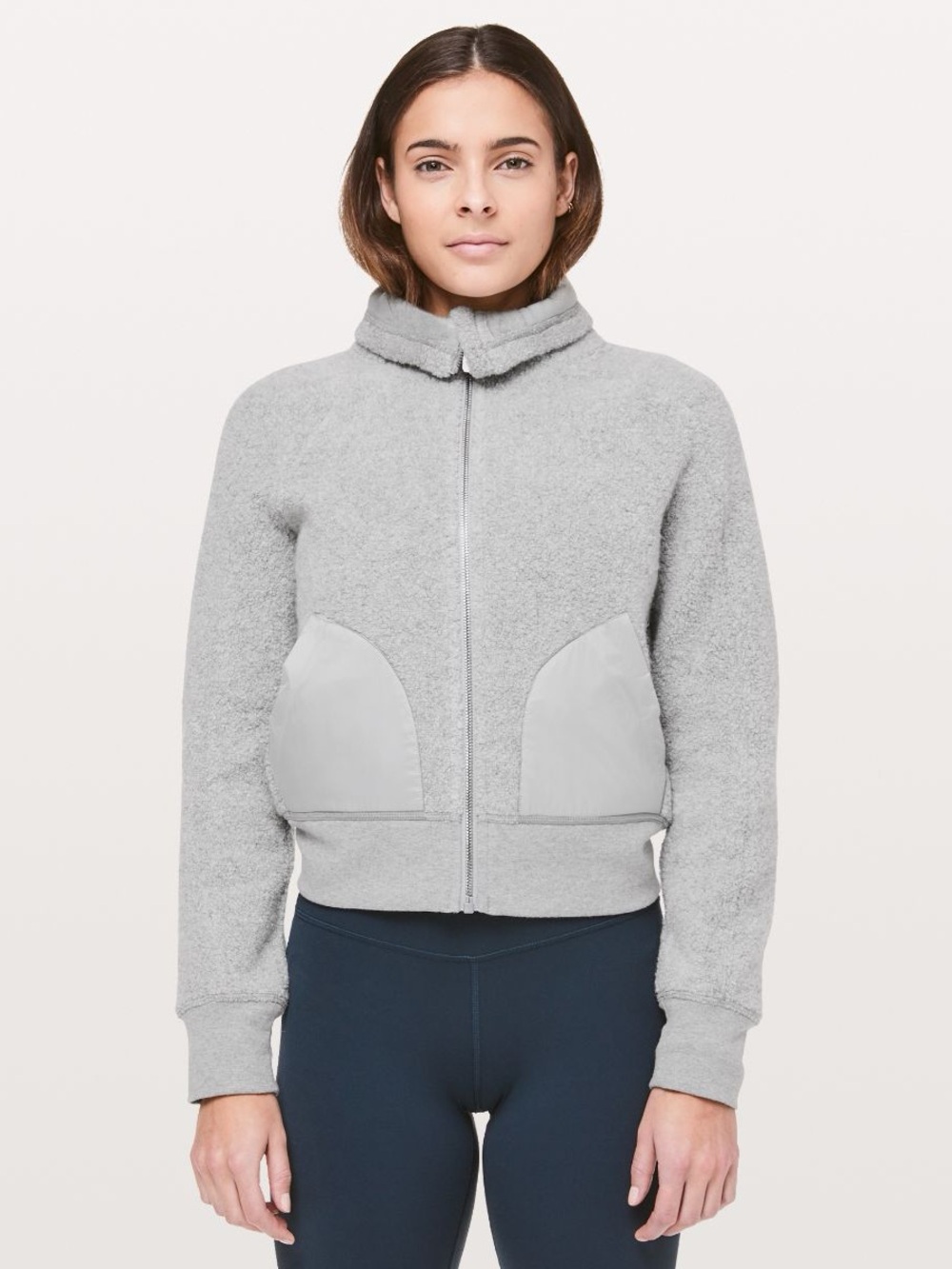 Lululemon So Sherpa cropped grey boucle jacket women's size 6